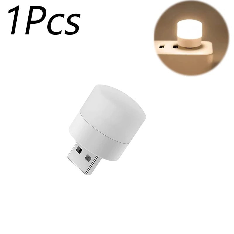 Storazone 1pcs Warm 1-10Pcs Mini USB Night Light Warm White Eye Protection Book Reading Light USB Plug Computer Mobile Power Charging LED Night Lamp