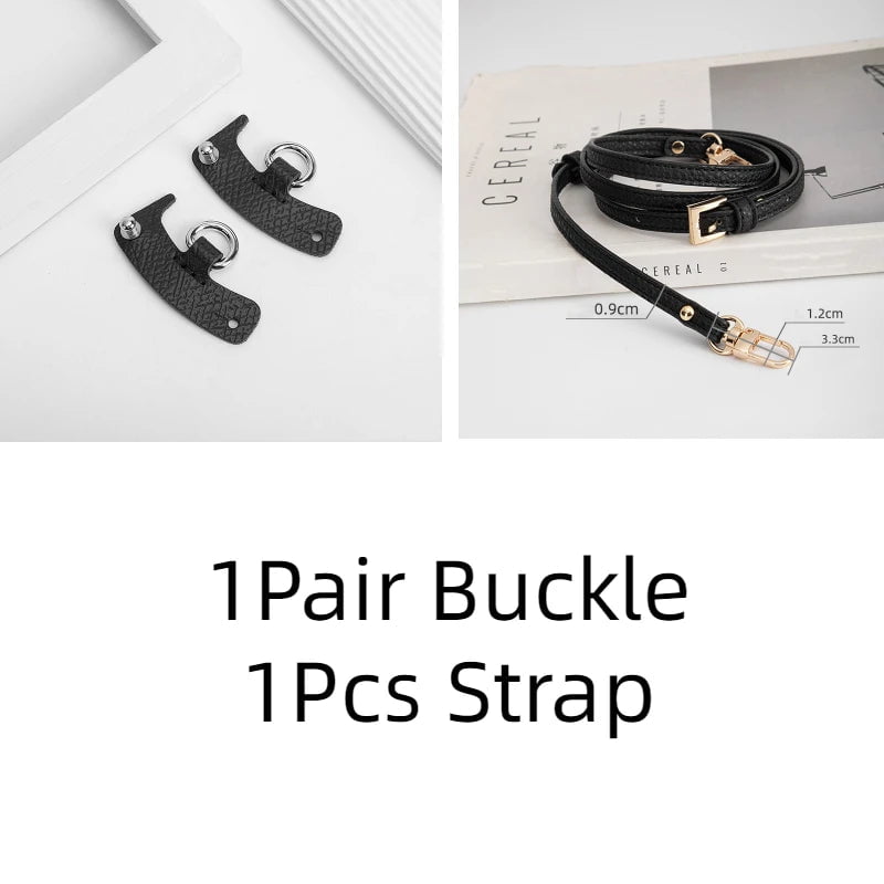 Storazone 1set black f Bag Transformation Accessories For Longchamp Mini Bag Straps Punch-free Genuine Leather Shoulder Strap Crossbody Conversion