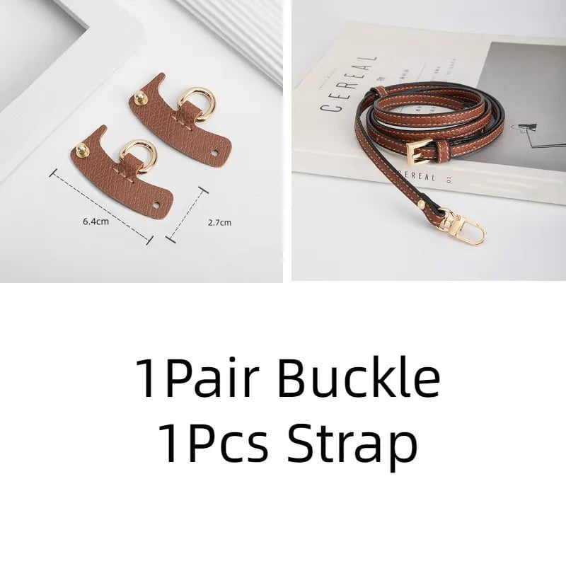 Storazone 1set brown f Bag Transformation Accessories For Longchamp Mini Bag Straps Punch-free Genuine Leather Shoulder Strap Crossbody Conversion