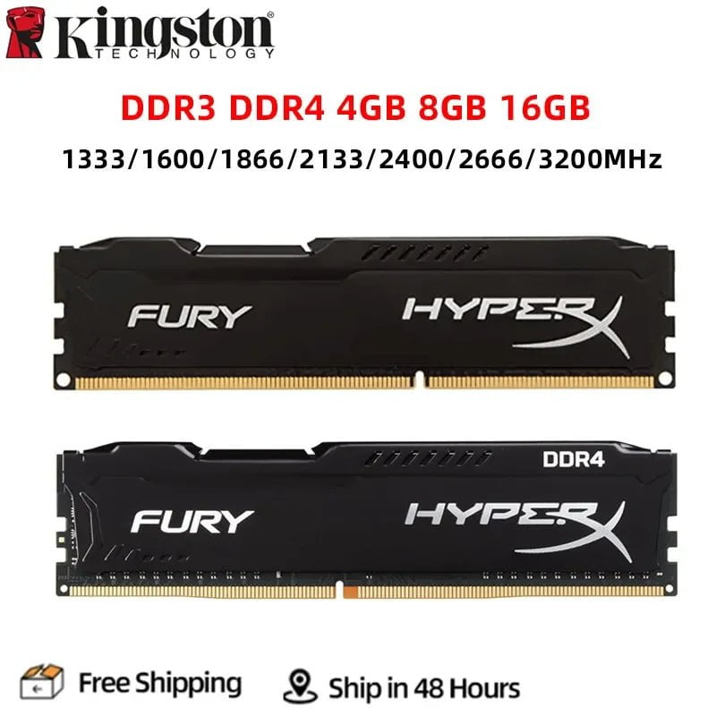 Storazone 1x4GB DDR3 1333MHz HyperX Fury DDR3 DDR4 4GB 8GB 16GB 1333MHZ 1600MHZ 1866MHZ 2400MHZ 2666MHz 3200MHz DIMM PC3-12800 PC4-25600 DDR4 RAM