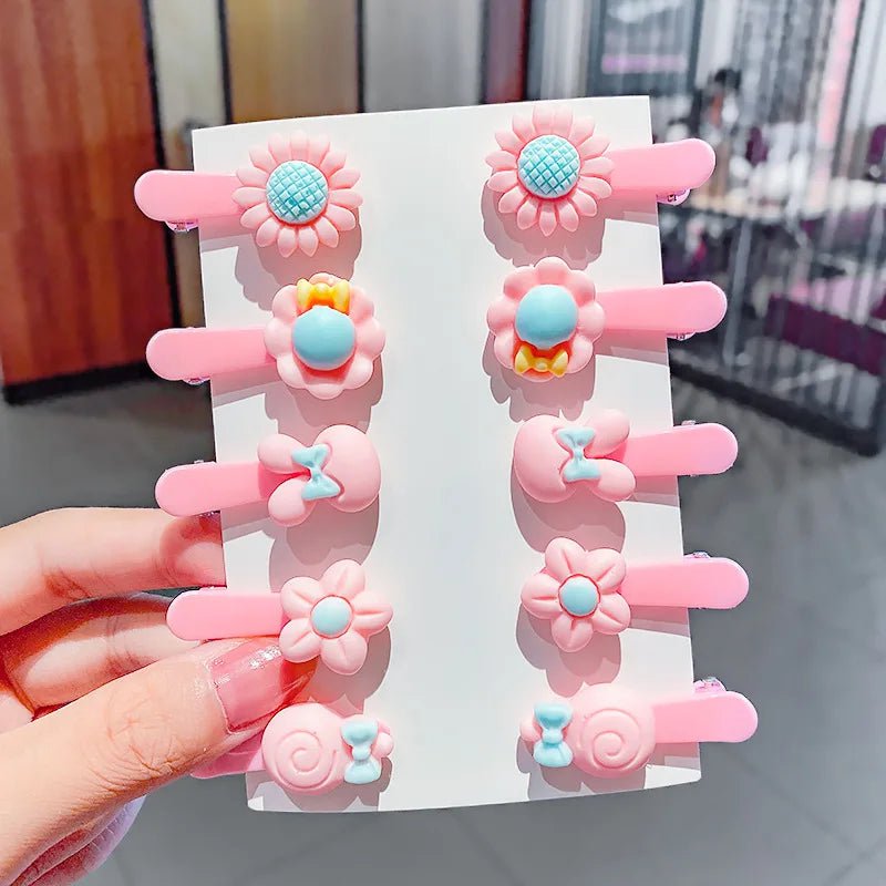 Storazone 2-10 10PCS/Set New Girls Cute Cartoon Ice Cream Unicorn Hair Clips Kids Lovely Hairpins Headband Barrettes Fashion Hair Accessories