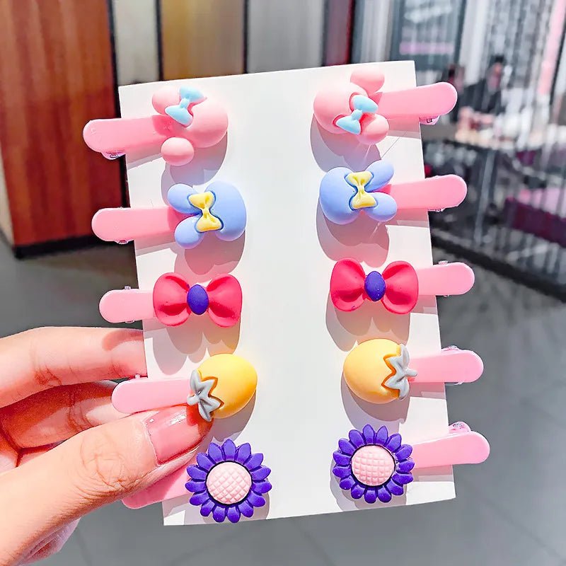 Storazone 2-15 10PCS/Set New Girls Cute Cartoon Ice Cream Unicorn Hair Clips Kids Lovely Hairpins Headband Barrettes Fashion Hair Accessories