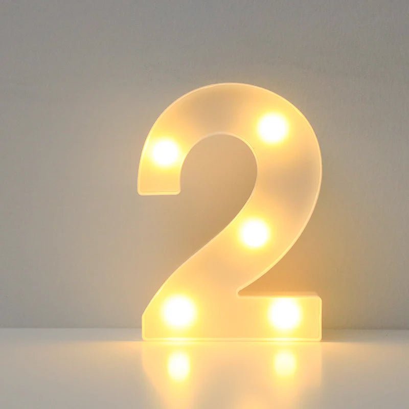 Storazone 2 / 16cm Alphabet LED Letter Lights Luminous Number Lamp Battery Night Light for Wedding Birthday Christmas Party  Home Decoration