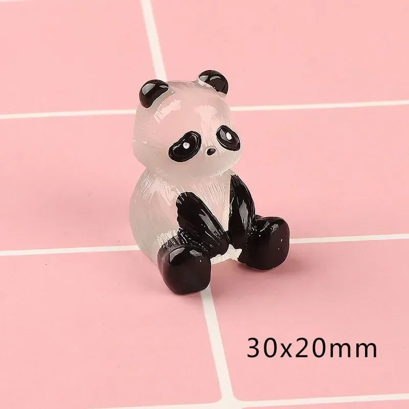 Storazone 2 1Pcs/Set Glowing Panda Mini Figurines Miniature Panda Micro Landscape Ornament Glowing In Dark Miniature Flower Potted Decor