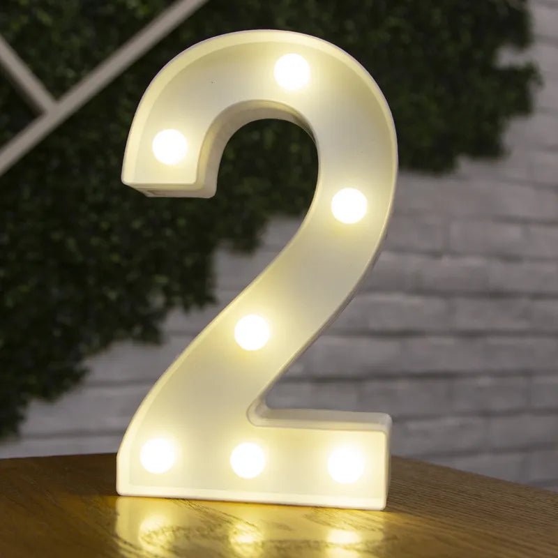 Storazone 2 / 22cm Luxury Alphabet Letter LED Lights Luminous Number Lamp  Battery Night Light for Home Wedding Birthday Christmas Party Decoration