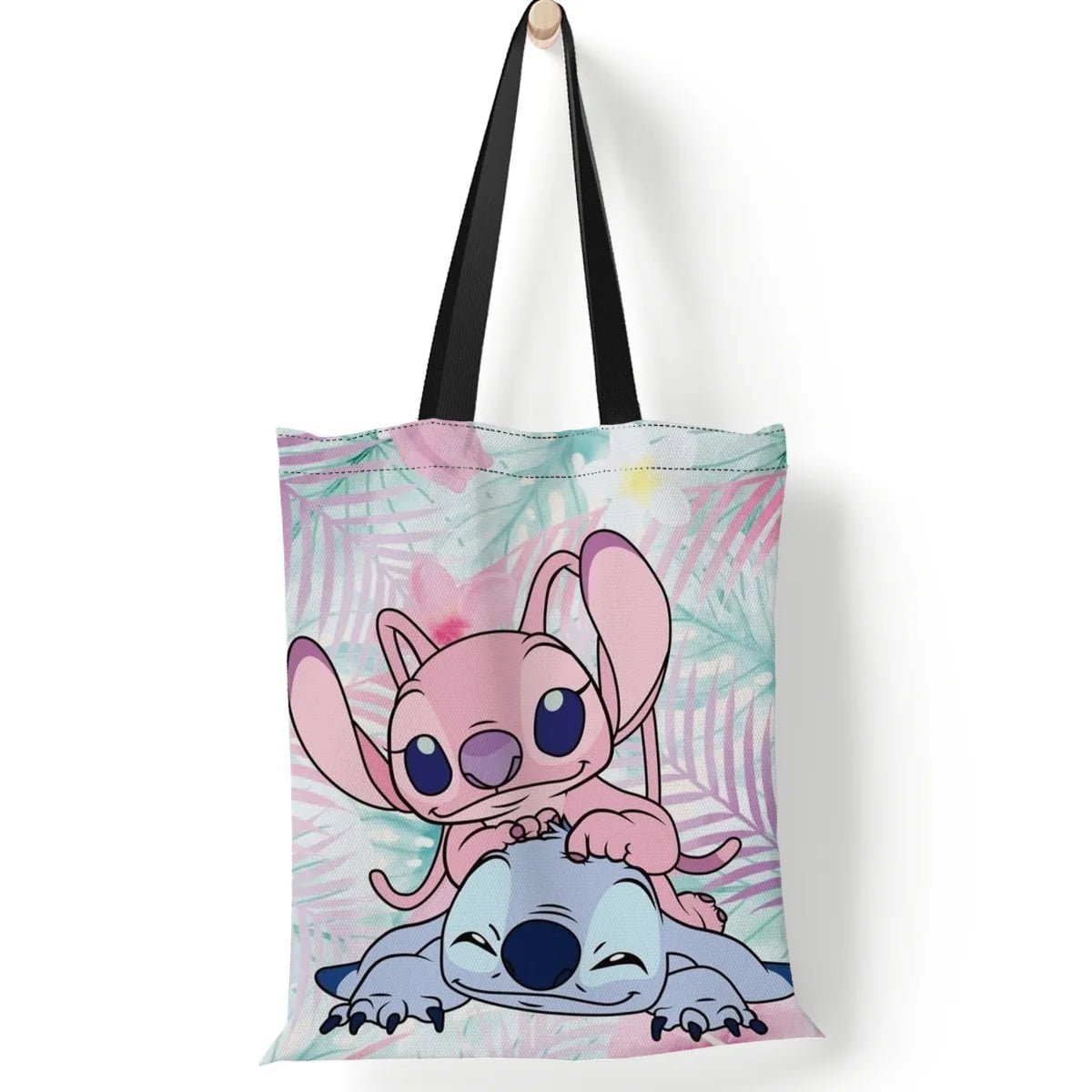 Storazone 2-35x40cm Disney Stitch Tote Bags Anime Lilo and Stitch Women's Canvas Handbags 35x40cm Large Capacity Shopping Bags Girls Gifts