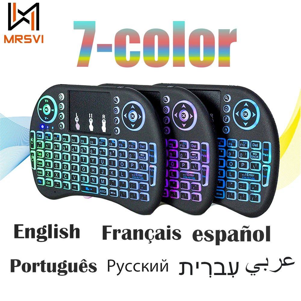 Storazone 2.4G Air Mouse with Touchpad Keyboard i8 Arabic French Spanish Russian Backlit Mini Wireless Keyboard for PC Android TV Box