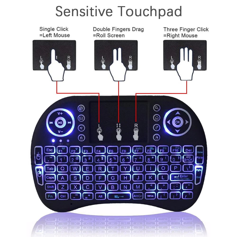 Storazone 2.4G Air Mouse with Touchpad Keyboard i8 Arabic French Spanish Russian Backlit Mini Wireless Keyboard for PC Android TV Box