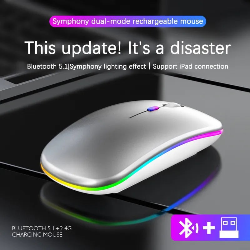 Storazone 2.4G Wireless Mouse RGB Rechargeable Bluetooth Mice Wireless Computer Mause LED Backlit Ergonomic Gaming Mouse for Laptop PC