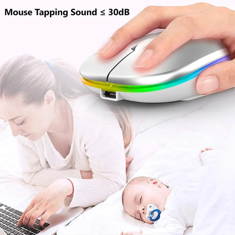 Storazone 2.4G Wireless Mouse RGB Rechargeable Bluetooth Mice Wireless Computer Mause LED Backlit Ergonomic Gaming Mouse for Laptop PC