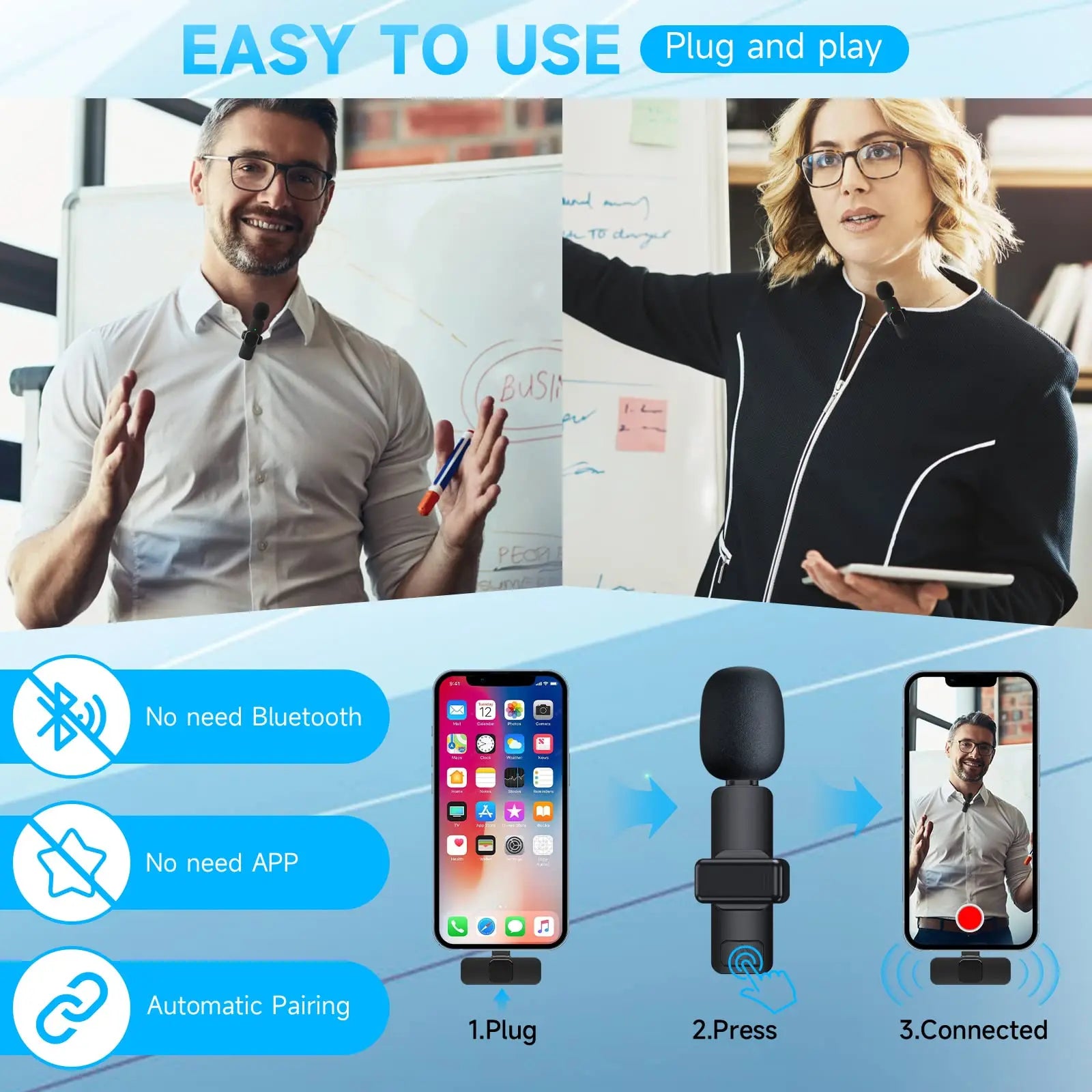 Storazone 2.4GHZ Wireless Lavalier Microphone Portable Audio Video Recording Mini Mic  with quality materisls and smart chips