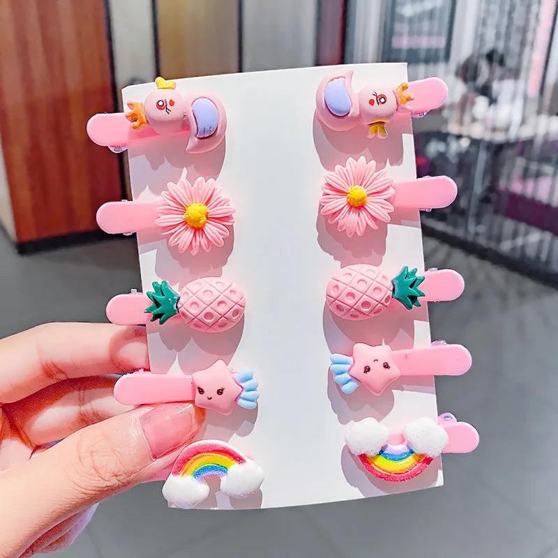 Storazone 2-6 10PCS/Set New Girls Cute Cartoon Ice Cream Unicorn Hair Clips Kids Lovely Hairpins Headband Barrettes Fashion Hair Accessories