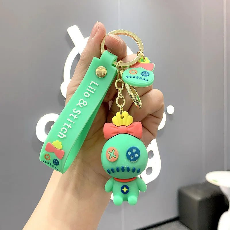 Storazone 2 Anime Disney Keychain Cartoon Minnie Mouse Mickey Stitch Cute Doll PVC Keyring Ornament Key Chain Car Pendant Kids Toys Gifts