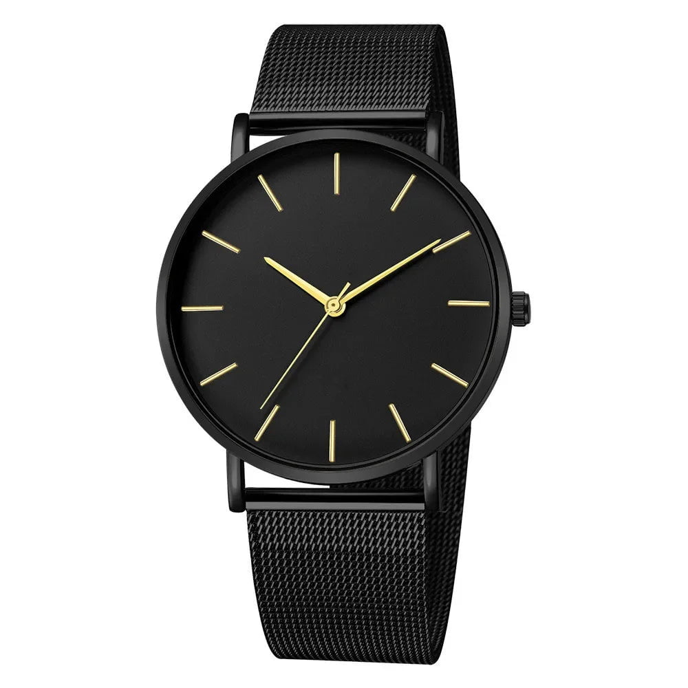 Storazone 2-Black-Gold Leisure Simple Women Watch 2024 Vintage Mesh Belt Ultra-thin Fashion Relojes Para Mujer Luxury Man Wrist Watches