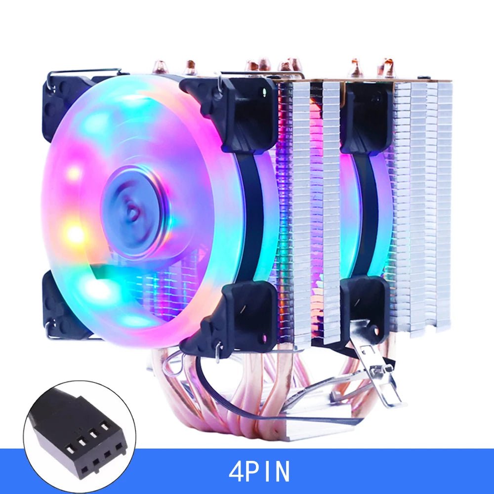 Storazone 2 FAN 4PIN WITH LAMP / LGA115X1200-1366-775 / Fixed Color x99 Processor Cooler 6 Heat Pipes Cpu Cooler For Intel Lga 2011-V3 1700 1151 AM4 AM3 4PIN PWM IWONGOU Hurricane Air Cooler Cpu