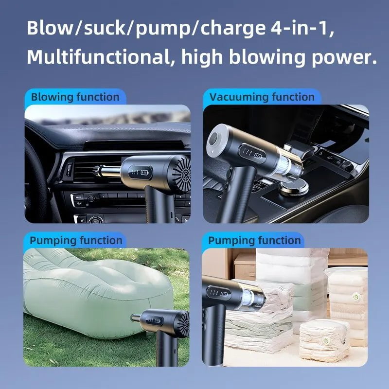 Storazone 2 in 1 Air Duster Vaccum Cleaner 50000 RPM 3 Gear Strong Suction Wireless Handhled Cordless Cleaner for Car Home Computer