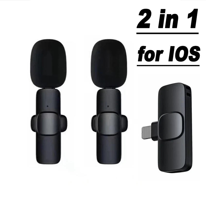 Storazone 2 in 1 for IOS Portable Wireless Lavalier Microphone Mini Audio Video Recording Mic Live Broadcast Gaming Phone Mic for iPhone Android