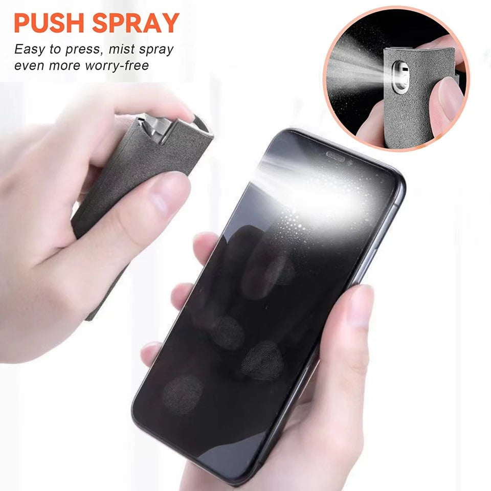 Storazone 2 in 1 Screen Cleaner Spray for Mobile Phone PC Tablet Ipad Screen Dust Remover Microfiber Wiper Cloth Polish Cleaning Tools