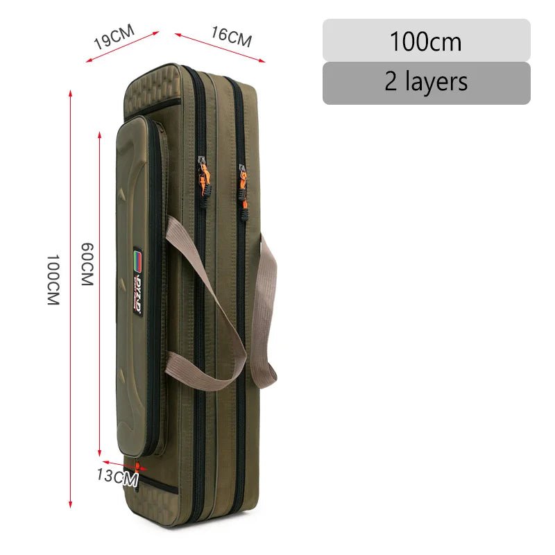 Storazone 2 layer 100cm Multifunctional Hard Spinning Fishing Rod Bag 2/3/4 Layers 80CM-130CM Fishing Tackle Bags 1680D Oxford Reel Gear Storage Case