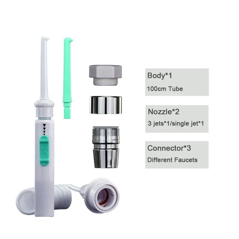 Storazone 2 Nozzles Type Dental Water Flosser Faucet Oral Irrigator Floss Dental Irrigator Portable Dental Water Jet Teeth Cleaning Mouth Washing Machine