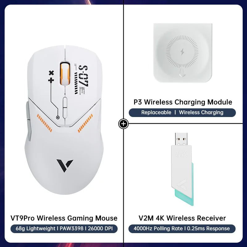 Storazone 20 Rapoo VT9PRO Wireless Gaming Mouse Esports Grade 68g Ultra-Light 26000DPI 8 Buttons Optical PAW3398 Computer Mouse For Laptop PC