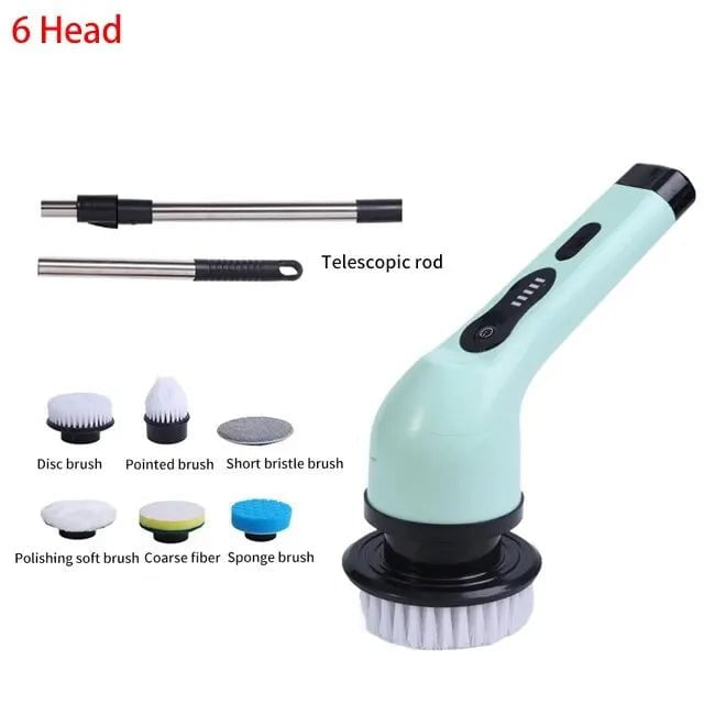 Storazone 200588-green6 Wireless Electric Cleaning Brush Bathroom Window Kitchen Automotive Multifunctional Household Rotating Cleaning Machine