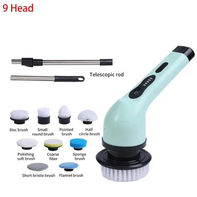 Storazone 200588-green9 Wireless Electric Cleaning Brush Bathroom Window Kitchen Automotive Multifunctional Household Rotating Cleaning Machine