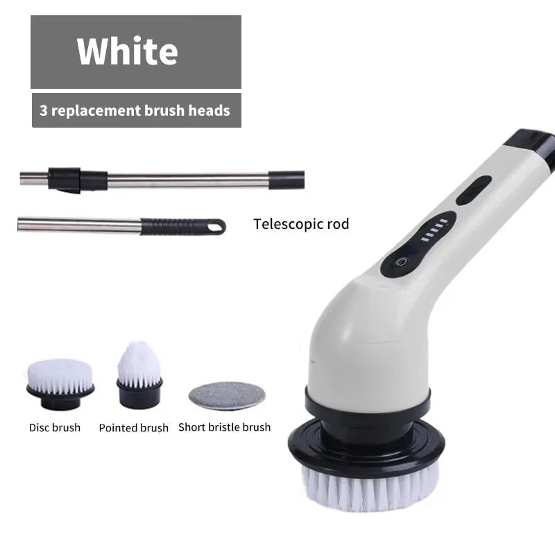 Storazone 200588-white3 Wireless Electric Cleaning Brush Bathroom Window Kitchen Automotive Multifunctional Household Rotating Cleaning Machine