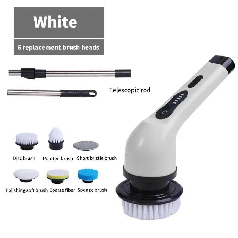 Storazone 200588-white6 Wireless Electric Cleaning Brush Bathroom Window Kitchen Automotive Multifunctional Household Rotating Cleaning Machine