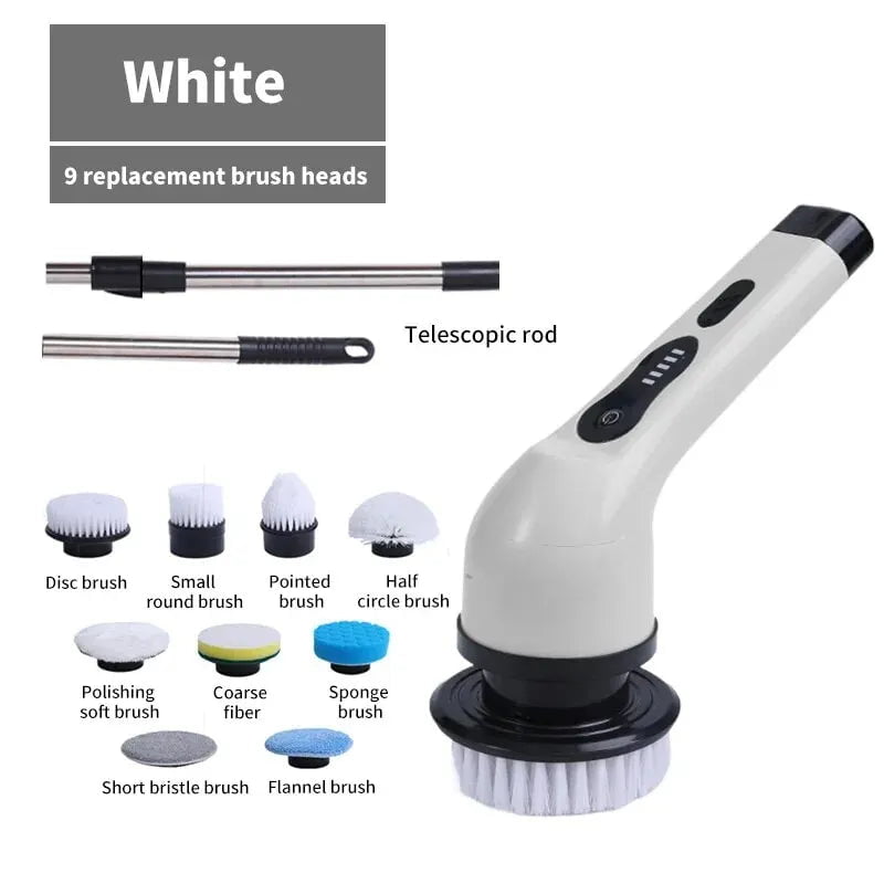 Storazone 200588-white9 Wireless Electric Cleaning Brush Bathroom Window Kitchen Automotive Multifunctional Household Rotating Cleaning Machine