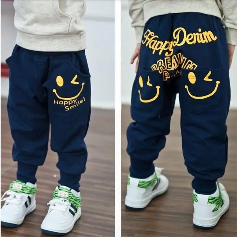 Storazone 2018 Fashion Boys Harem Pants Children Casual Trousers Happy Smile Denim Kids Boots Pant Boys Clothes Autumn Winter 90-130 Hot