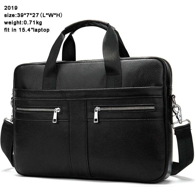 Storazone 2019A4black / CHINA WESTAL Bag men's Genuine Leather briefcase Male man laptop bag natural Leather for men Messenger bags men's briefcases 2019