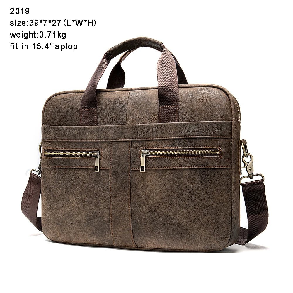 Storazone 2019BE4moshacoffee / CHINA WESTAL Bag men's Genuine Leather briefcase Male man laptop bag natural Leather for men Messenger bags men's briefcases 2019