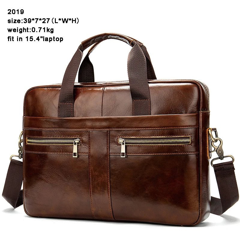 Storazone 2019F4coffee / CHINA WESTAL Bag men's Genuine Leather briefcase Male man laptop bag natural Leather for men Messenger bags men's briefcases 2019