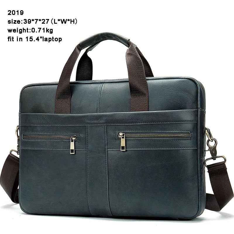 Storazone 2019I4grey / CHINA WESTAL Bag men's Genuine Leather briefcase Male man laptop bag natural Leather for men Messenger bags men's briefcases 2019