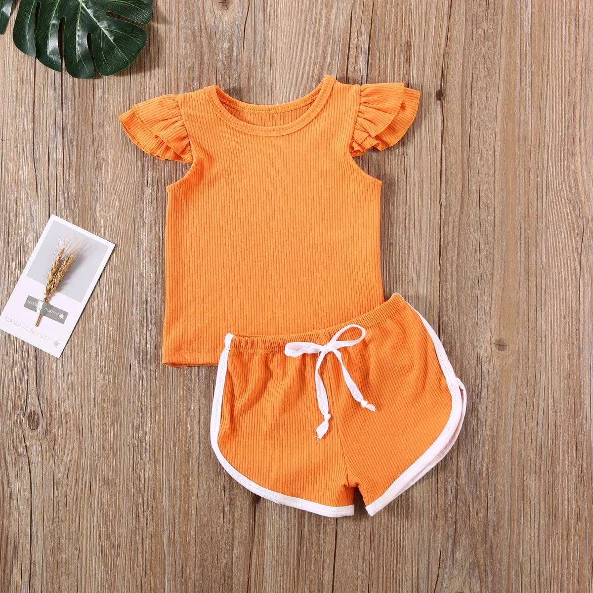 Storazone 2020 Summer Infant Baby Girls Boys Clothes Sets Ruffles Short Sleeve Pullover T Shirts Shorts Solid Outfits