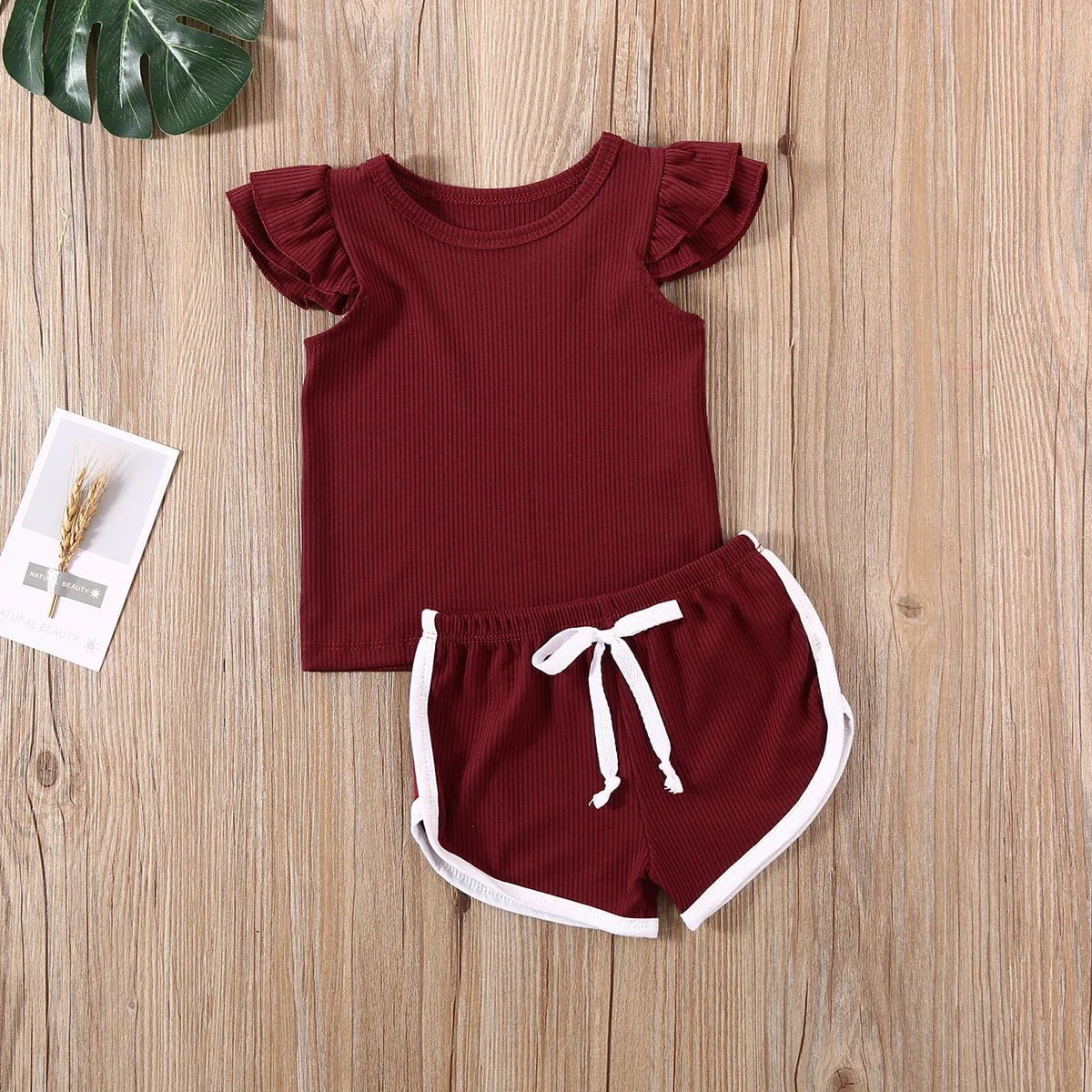 Storazone 2020 Summer Infant Baby Girls Boys Clothes Sets Ruffles Short Sleeve Pullover T Shirts Shorts Solid Outfits