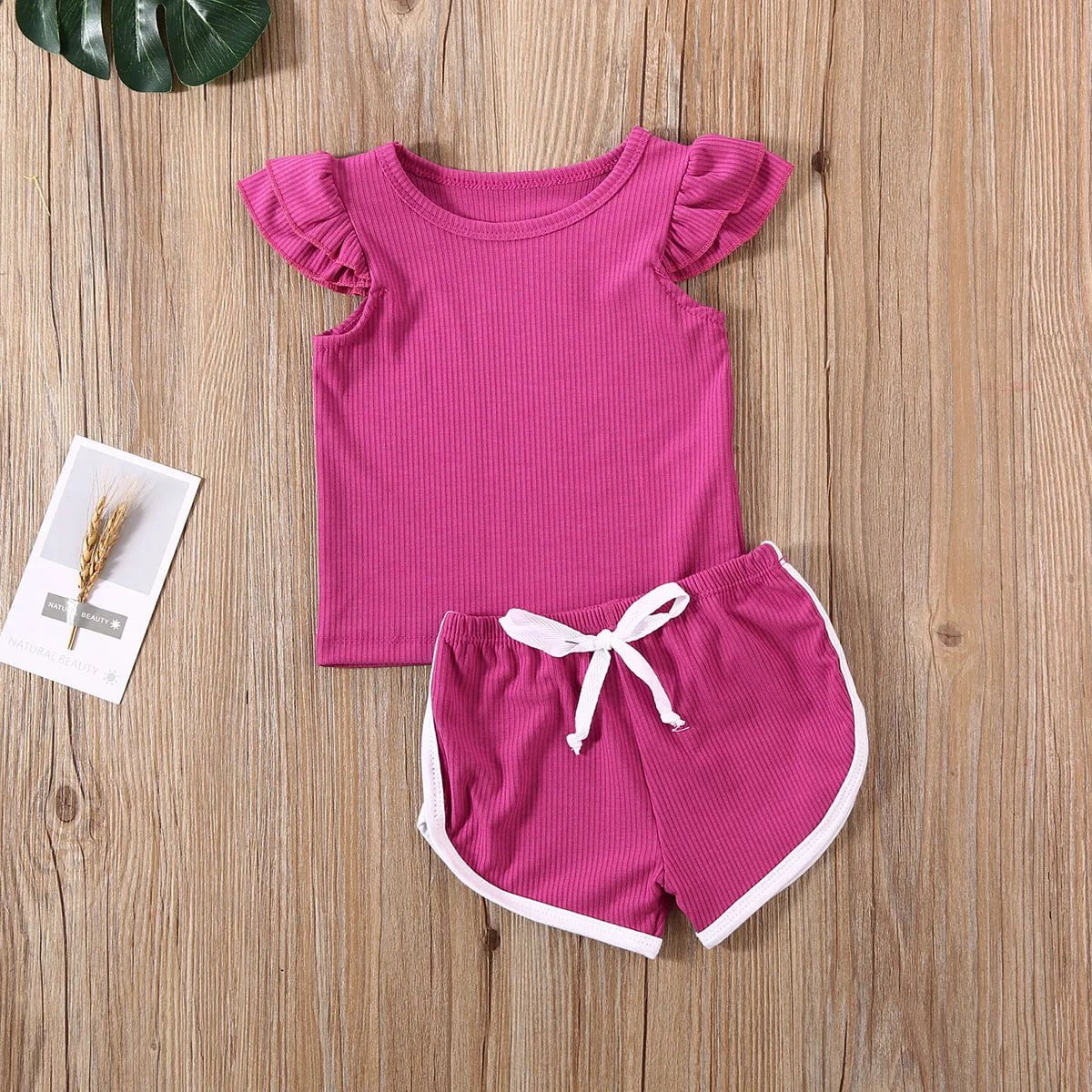 Storazone 2020 Summer Infant Baby Girls Boys Clothes Sets Ruffles Short Sleeve Pullover T Shirts Shorts Solid Outfits