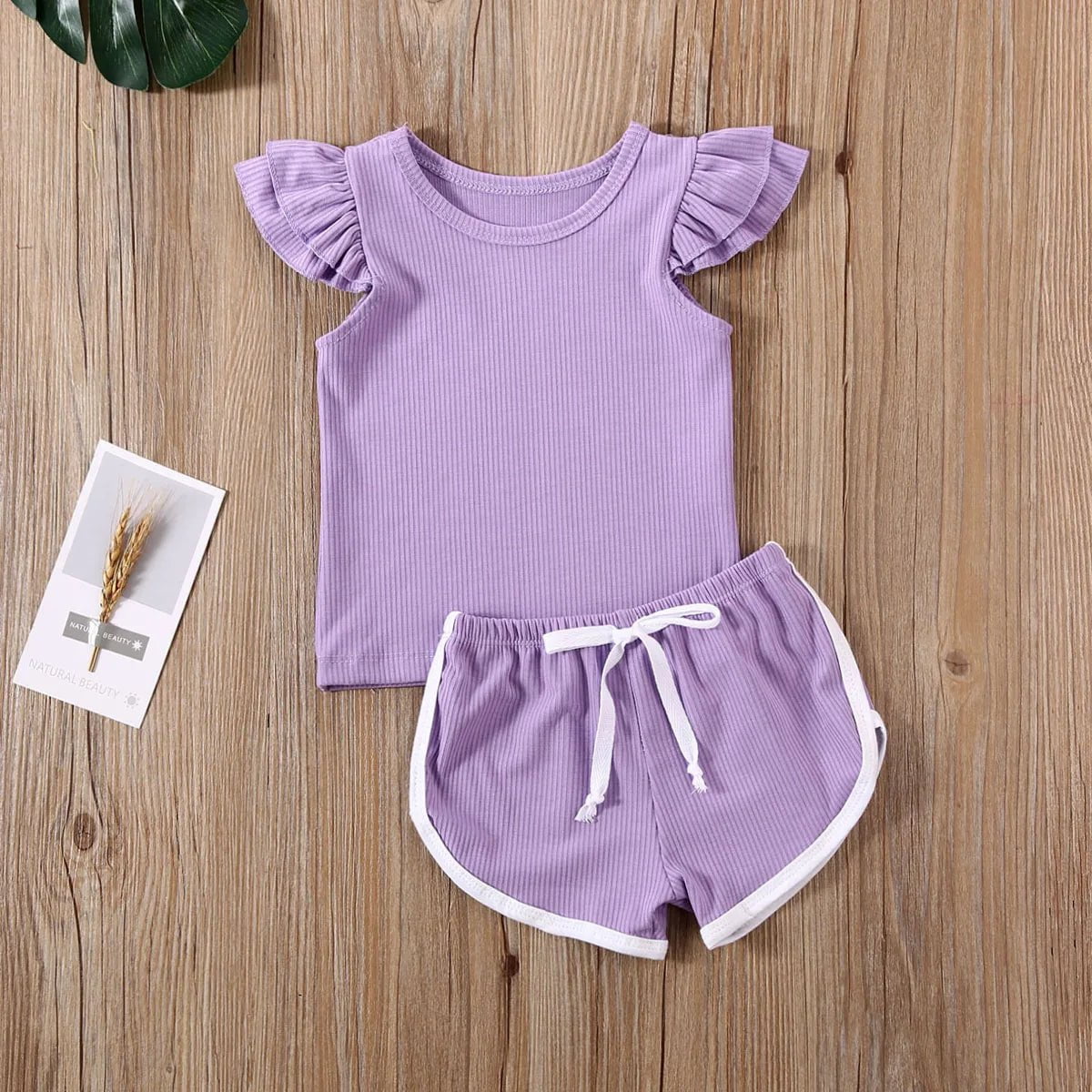 Storazone 2020 Summer Infant Baby Girls Boys Clothes Sets Ruffles Short Sleeve Pullover T Shirts Shorts Solid Outfits