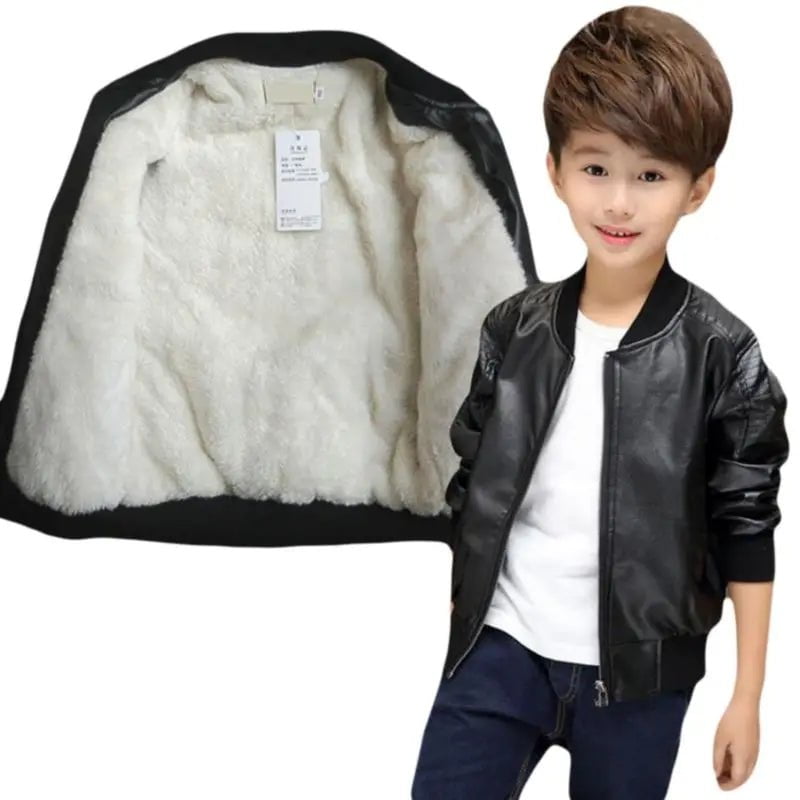 Storazone 2021 Fashion Autumn And Winter Child Coat Waterproof Baby Boys Leather Jackets Plus velvet Thicken Warm CUHK Boys clothes 1-12Y