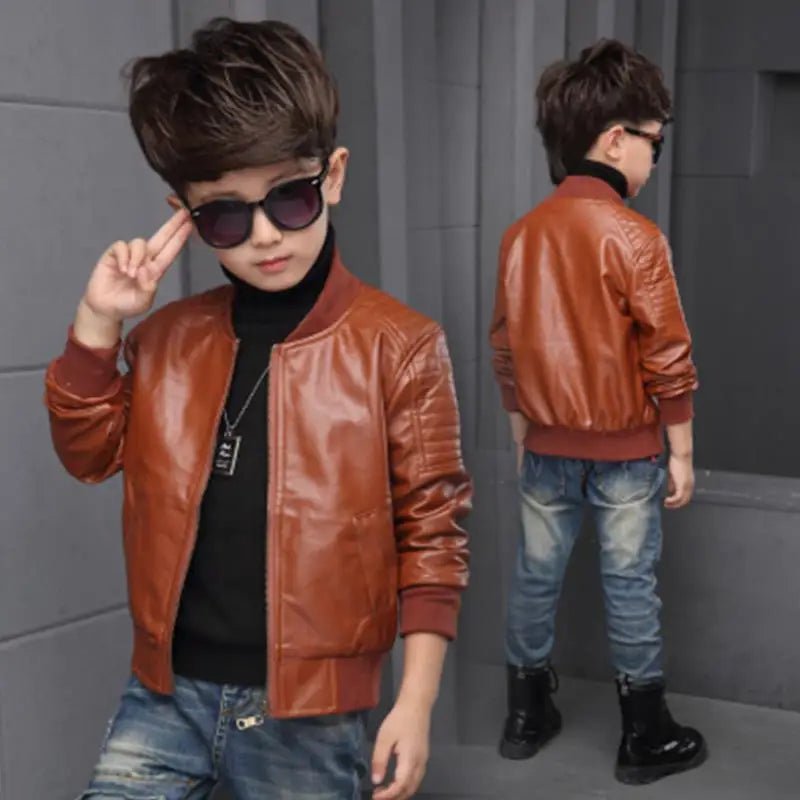 Storazone 2021 Fashion Autumn And Winter Child Coat Waterproof Baby Boys Leather Jackets Plus velvet Thicken Warm CUHK Boys clothes 1-12Y