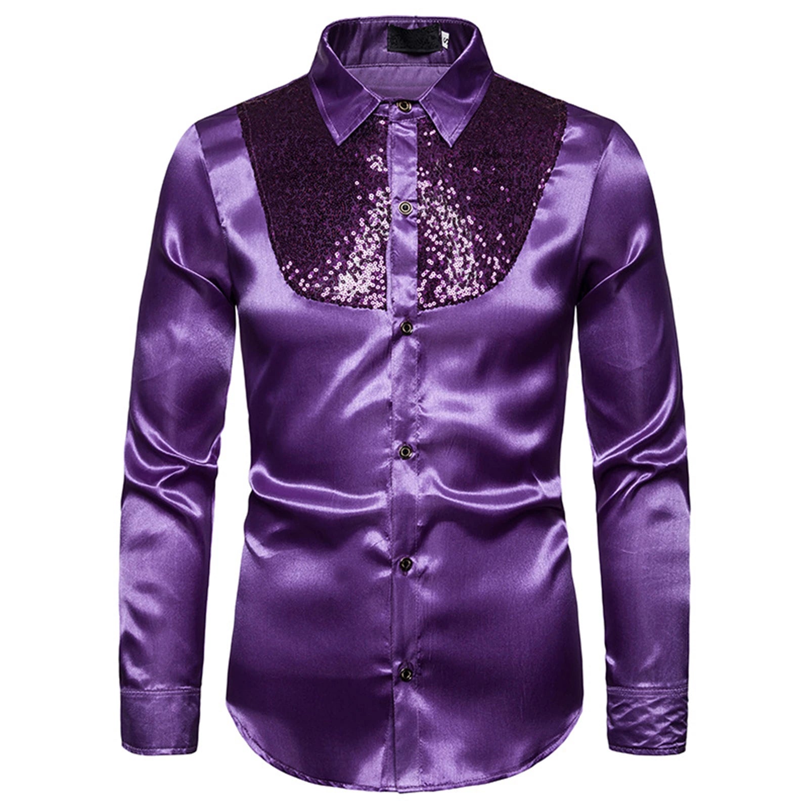 Storazone 2022 New Men's Shirt Sequined Performance Nightclub Men's Host MC Men's Lapel Long Sleeve Solid Color Shirt Mens Dress Shirts