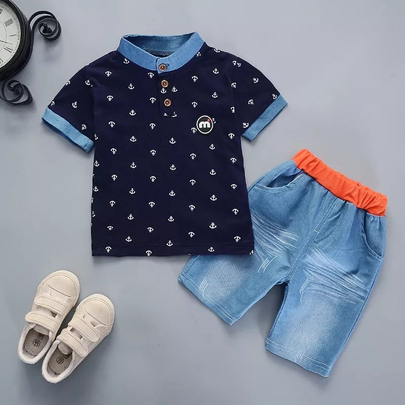 Storazone 2022 Summer boys clothes sets Baby boy fashion print T-shirt + shorts  2 pieces baby cotton clothing set