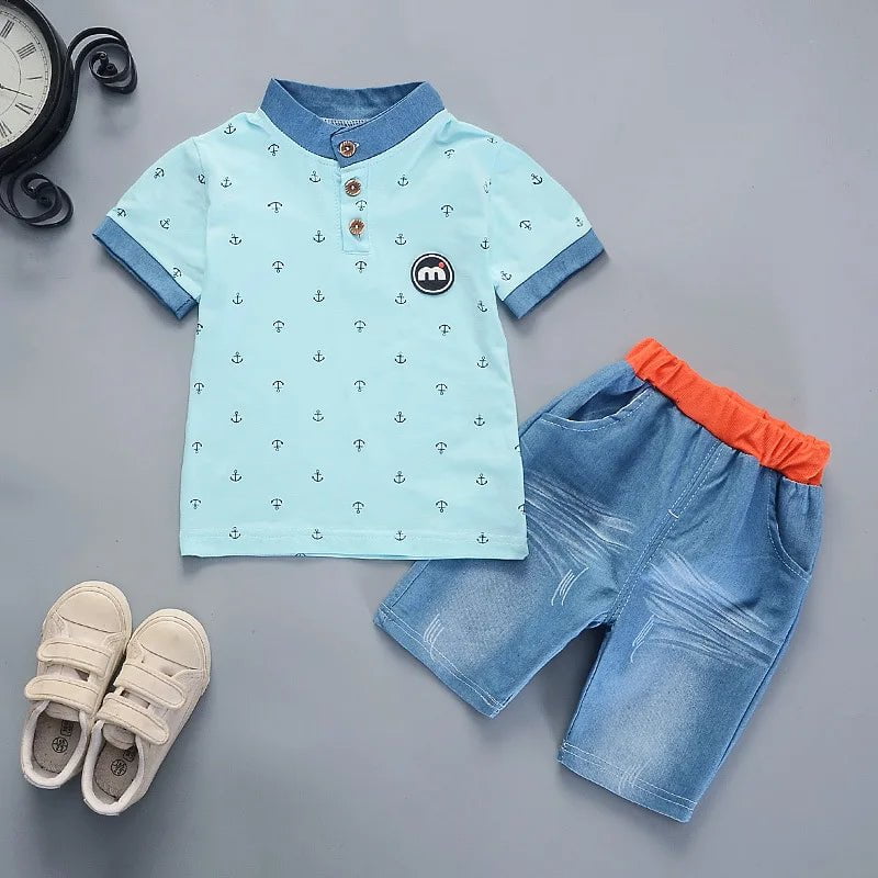 Storazone 2022 Summer boys clothes sets Baby boy fashion print T-shirt + shorts  2 pieces baby cotton clothing set