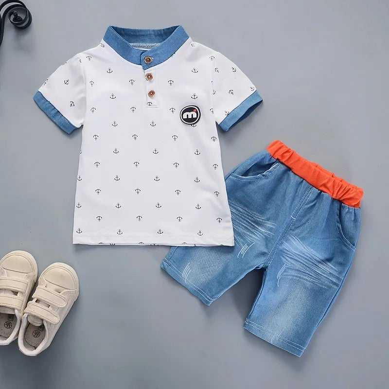 Storazone 2022 Summer boys clothes sets Baby boy fashion print T-shirt + shorts  2 pieces baby cotton clothing set