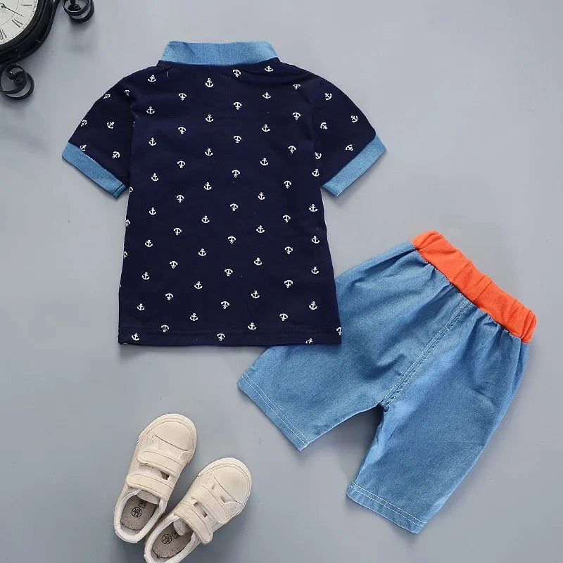 Storazone 2022 Summer boys clothes sets Baby boy fashion print T-shirt + shorts  2 pieces baby cotton clothing set