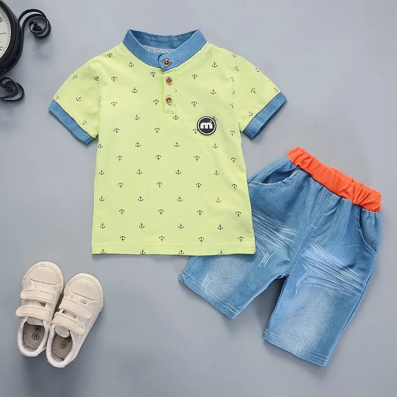 Storazone 2022 Summer boys clothes sets Baby boy fashion print T-shirt + shorts  2 pieces baby cotton clothing set