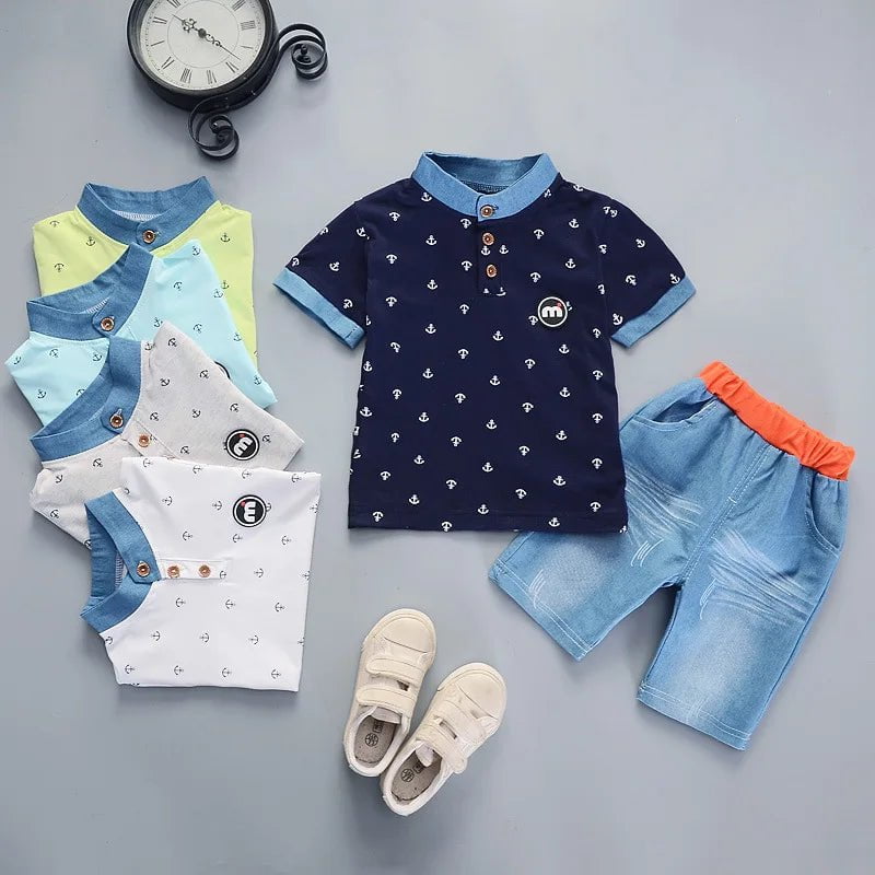 Storazone 2022 Summer boys clothes sets Baby boy fashion print T-shirt + shorts  2 pieces baby cotton clothing set