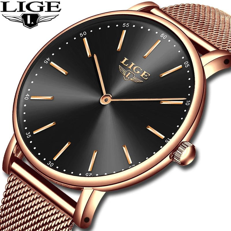 Storazone 2023 LIGE New Rose Gold Women Watch Business Quartz Watch Ladies Top Brand Luxury Female Wrist Watch Girl Clock Relogio Feminin