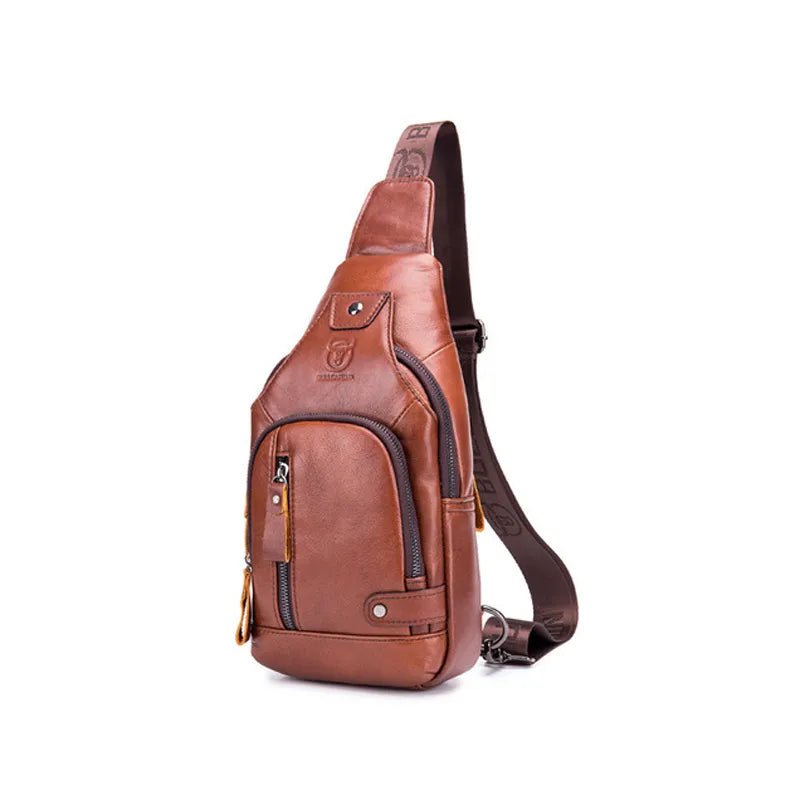 Storazone 2023 new 100% cowhide Leather Casual Fashion Crossbody Chest Bag men's leather bag USB Charging Travel Shoulder Bag Daypack Male